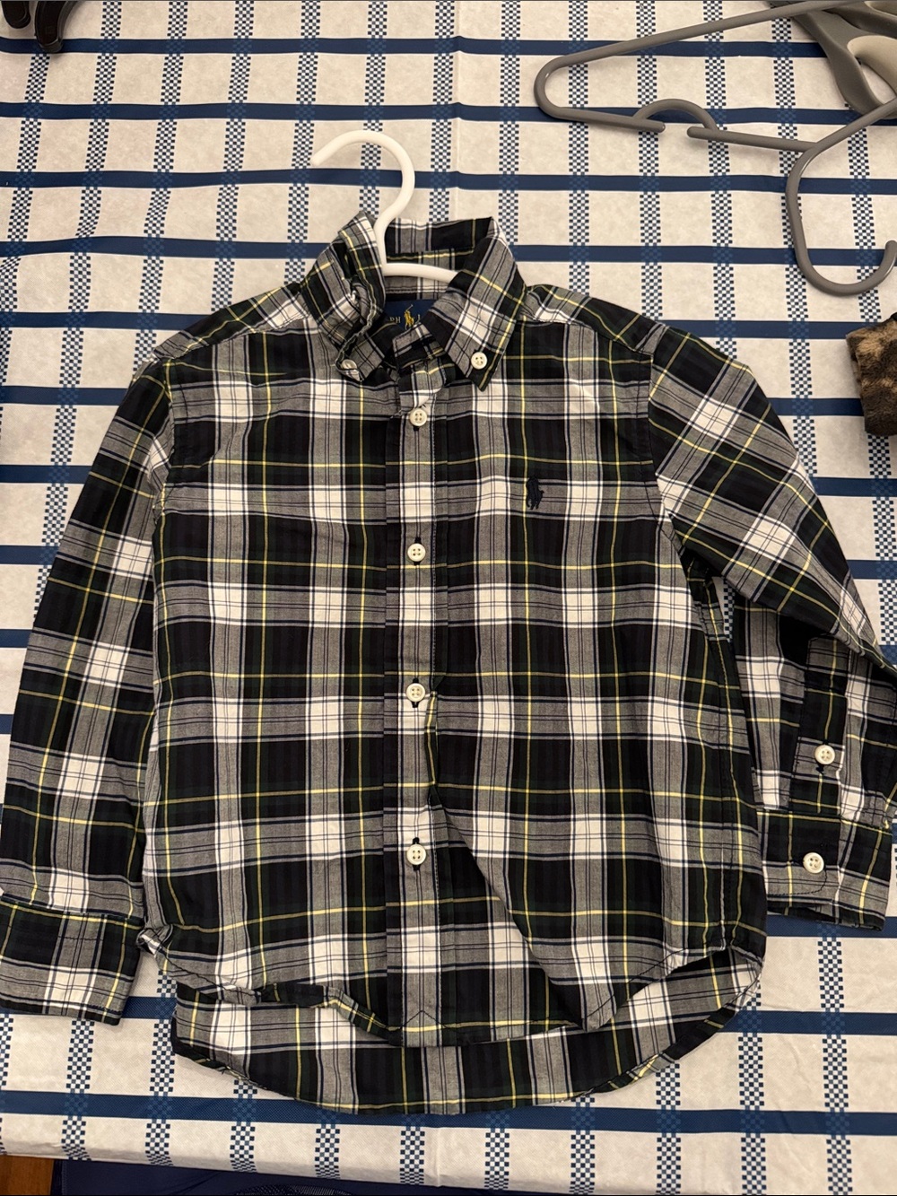 Ralph Lauren Green, White & Yellow Plaid Button-Down Shirt